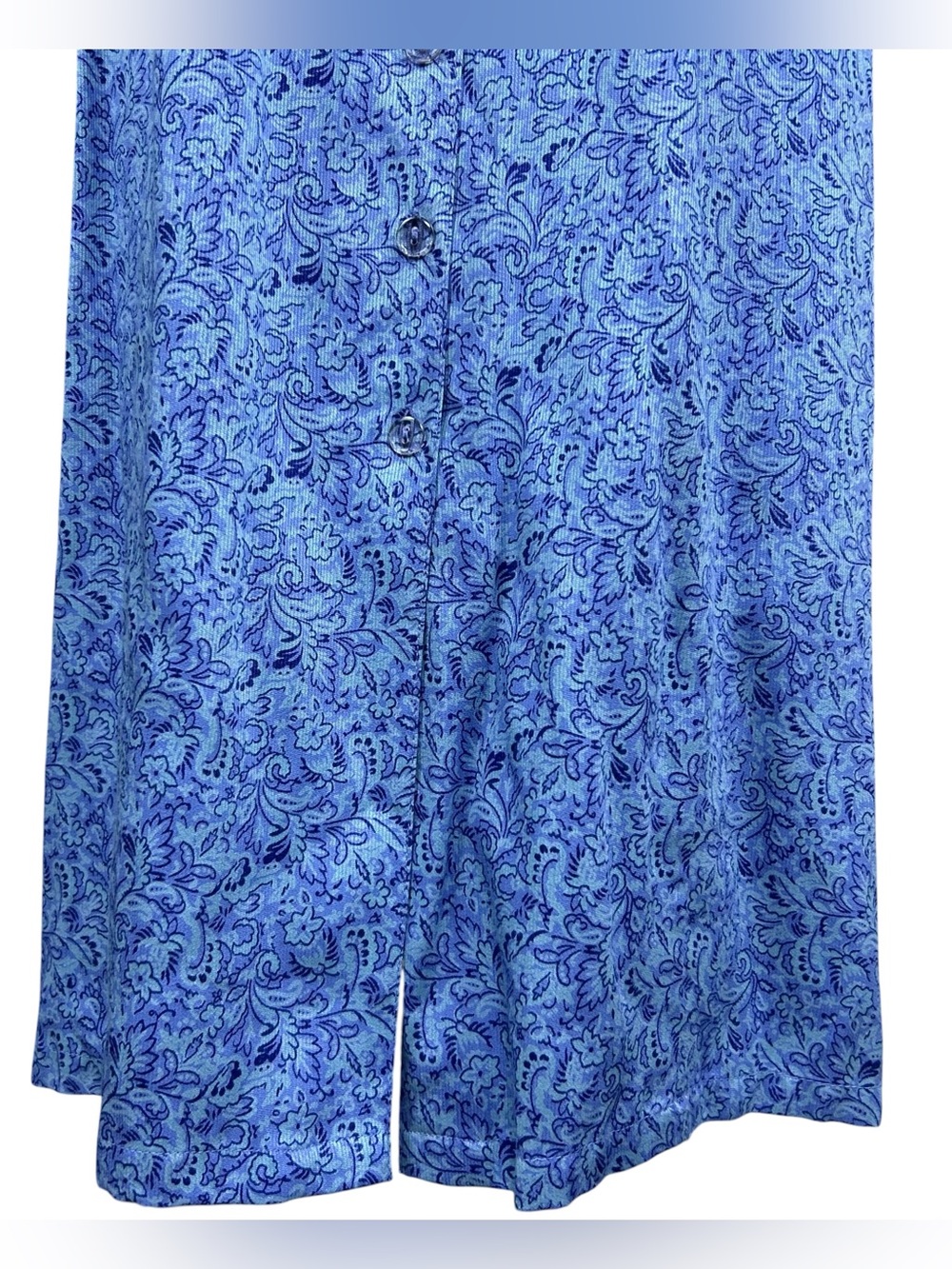 April Cornell Floral Maxi Shirt Dress Size L Rayon Blue Boho Cottagecore Country - Picture 11 of 16